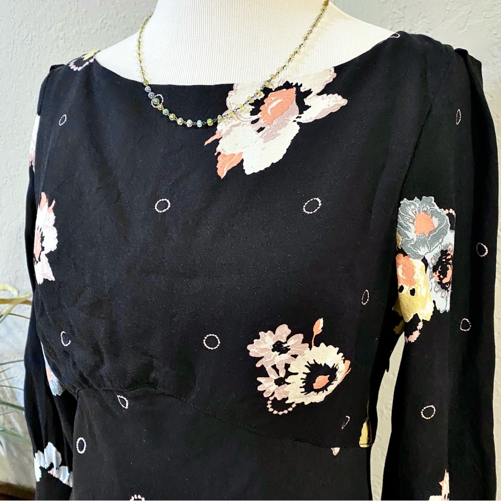 EUC Free People SunShadows Black Floral Dress, 4 - Picture 9 of 15